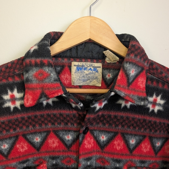Vintage Fleece Shacket Fair Isle Patterned Men's XL - Picture 3 of 6